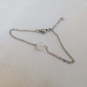 Acél karkötő rózsakvarccal - ékszer - nyaklánc - medál - Meska.hu