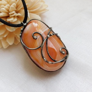 Karneol medál, Ékszer, Nyaklánc, Medálos nyaklánc, Ékszerkészítés, Fémmegmunkálás, MESKA