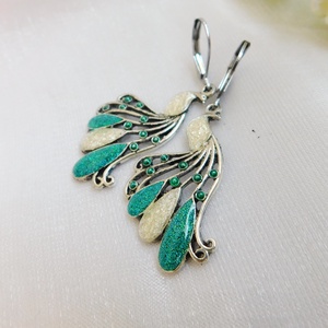 Pávás fülbevaló - ékszer - fülbevaló - lógó fülbevaló - Meska.hu