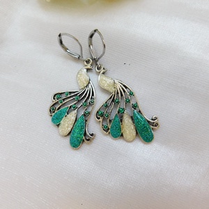 Pávás fülbevaló - ékszer - fülbevaló - lógó fülbevaló - Meska.hu