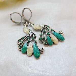 Pávás fülbevaló, Ékszer, Fülbevaló, Lógó fülbevaló, Fémmegmunkálás, Ékszerkészítés, MESKA