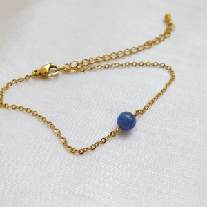 Acél karkötő kék kvarc gyöngyökkel, Ékszer, Nyaklánc, Medál, Fémmegmunkálás, Ékszerkészítés, MESKA