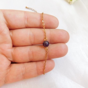 Acél karkötő ametiszt gyönggyel - ékszer - nyaklánc - medál - Meska.hu