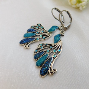 Pávás fülbevaló, Ékszer, Fülbevaló, Lógó fülbevaló, Fémmegmunkálás, Ékszerkészítés, MESKA