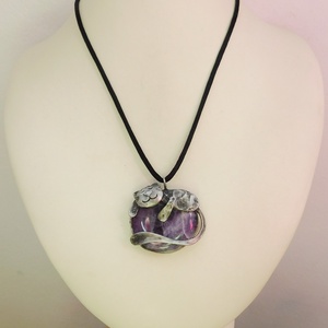 Ametiszt cica medál  - ékszer - nyaklánc - medálos nyaklánc - Meska.hu