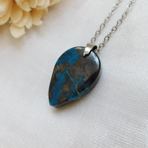 Azurit medál acél láncon - Meska.hu