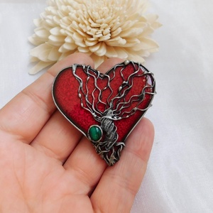 A transzformáció fája - kerámia bross malachittal - ékszer - kitűző és bross - Meska.hu