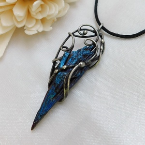 Kétoldalas nyers kianit medál - ékszer - nyaklánc - medál - Meska.hu