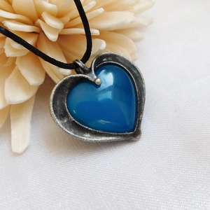 Achát szív medál - Meska.hu