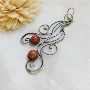 Vörös jáspis fülbevaló - Meska.hu