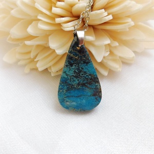 Krizokolla medál acél láncon - ékszer - nyaklánc - medál - Meska.hu