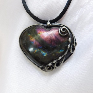 Labradorit szív medál - ékszer - nyaklánc - medálos nyaklánc - Meska.hu