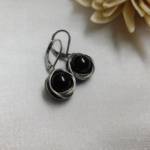 Obszidián fészek fülbevaló - Meska.hu