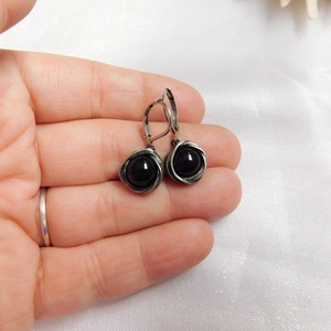 Obszidián fészek fülbevaló - ékszer - fülbevaló - lógó fülbevaló - Meska.hu