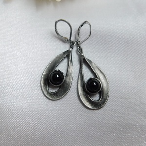 Ónix fülbevaló - ékszer - fülbevaló - lógós kerek fülbevaló - Meska.hu