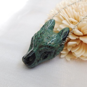 Kambaba jáspis (eldarit) farkas nyaklánc - ékszer - nyaklánc - medálos nyaklánc - Meska.hu