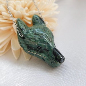 Kambaba jáspis (eldarit) farkas nyaklánc - Meska.hu