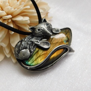 Labradorit róka medál  - Meska.hu