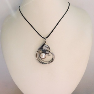 Óceán jáspis medál gyönggyel - ékszer - nyaklánc - medálos nyaklánc - Meska.hu