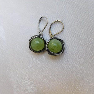 Olivin fülbevaló - ékszer - fülbevaló - lógós kerek fülbevaló - Meska.hu