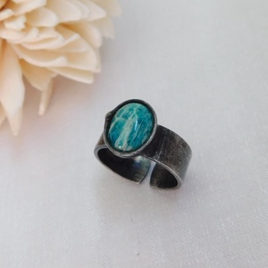 Amazonit gyűrű - ékszer - gyűrű - szoliter gyűrű - Meska.hu
