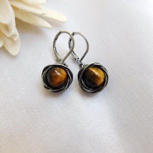 Tigrisszem fülbevaló - ékszer - fülbevaló - lógós kerek fülbevaló - Meska.hu