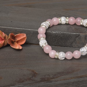 Rózsakvarc és Jeges Csillogás � Elegáns Ásvány Karkötő - ékszer - karkötő - ásványkarkötő - Meska.hu
