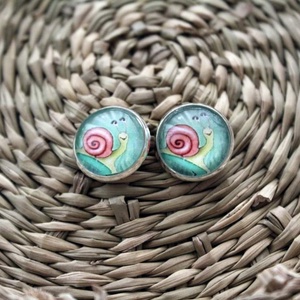 14mm-es üveglencsés  csiga fülbevaló, Ékszer, Fülbevaló, Pötty fülbevaló, Ékszerkészítés, MESKA