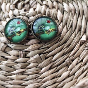 14mm-es üveglencsés béka fülbevaló - Meska.hu