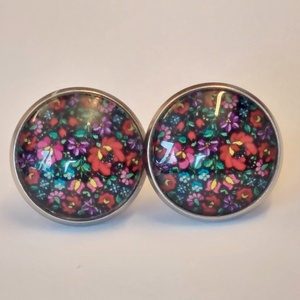 Népi motívumos/Kalocsai mintás nemesacél 14mm bedugós fülbevaló, Ékszer, Fülbevaló, Pötty fülbevaló, Ékszerkészítés, MESKA
