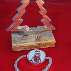 Táskatartó-karácsonyi mintás, cica, Táska & Tok, Kulcstartó & Táskadísz, Táskaakasztó, Ékszerkészítés, MESKA