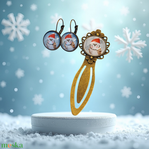 Karácsonyi pingvin üveglencsés könyvjelző és fülbevaló szett � azonnal készletről!, Könyv & Zene, Könyvjelző, Ékszerkészítés, MESKA