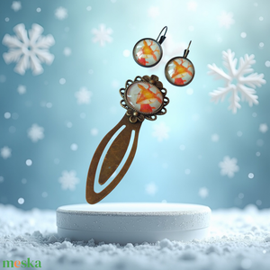 Karácsonyi rókás üveglencsés könyvjelző és fülbevaló szett � azonnal készletről!, Könyv & Zene, Könyvjelző, Ékszerkészítés, MESKA