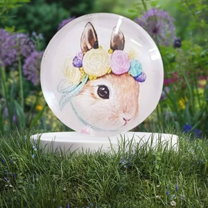 Virágkoszorús nyuszis hűtőmágnes � húsvéti tavaszi dekor - Meska.hu