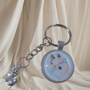 Virágkoszorús nyuszis kulcstartó, Táska & Tok, Kulcstartó & Táskadísz, Táskadísz, Ékszerkészítés, MESKA