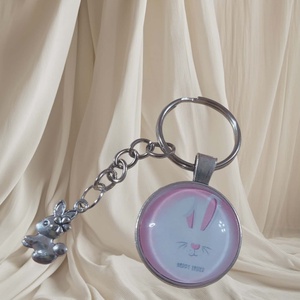 Rózsaszín húsvéti nyuszis kulcstartó, Táska & Tok, Kulcstartó & Táskadísz, Táskadísz, Ékszerkészítés, MESKA