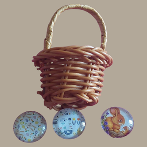 Húsvéti kiskosár 3db-os hűtőmágnessel - Meska.hu