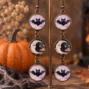 � Halloween fülbevaló � denevéres és holdas mintával - Meska.hu
