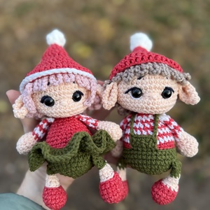 Horgolt karácsonyi elf - Meska.hu