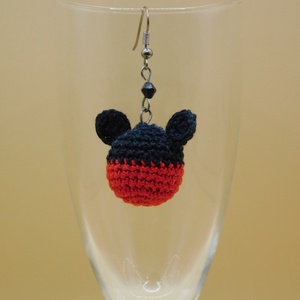 horgolt Mickey egér fülbevaló - ékszer - fülbevaló - fülékszer - Meska.hu