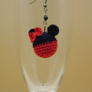 horgolt Mickey egér fülbevaló - ékszer - fülbevaló - fülékszer - Meska.hu