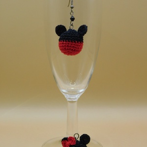 horgolt Mickey egér fülbevaló - ékszer - fülbevaló - fülékszer - Meska.hu