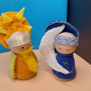 Waldorf Manók, Nap Király és Hold Anya - játék & sport - készségfejlesztő és logikai játék - montessori szivárvány, waldorf játékok - Meska.hu