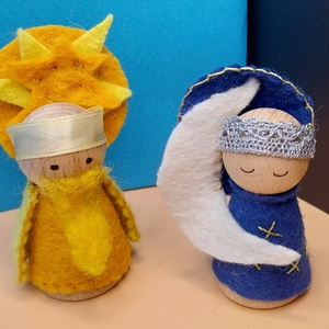 Waldorf Manók, Nap Király és Hold Anya - játék & sport - készségfejlesztő és logikai játék - montessori szivárvány, waldorf játékok - Meska.hu