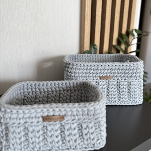 'Mintakaland' horgolt füles kosárszett - otthon & életmód - tárolás & rendszerezés - tárolókosár - Meska.hu