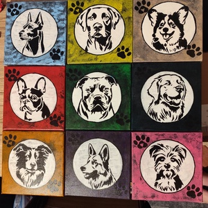 Festmény kutyás , Művészet, Festmény, Akril, Festészet, MESKA