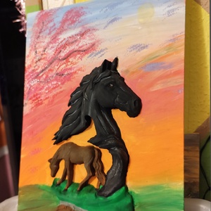 Lovas festmény  - művészet - festmény - akril - Meska.hu