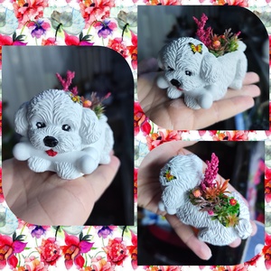 Kutyás virágtartó, Otthon & Életmód, Virágdekoráció, Virágtartó, Függő virágtartó, Gipszöntés, MESKA