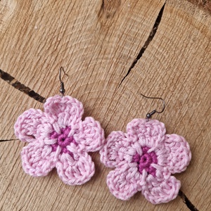 Horgolt cseresznyevirágos fülbevaló, Ékszer, Fülbevaló, Fülékszer, Horgolás, MESKA