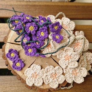 2 db virágos szett, fülbevalóval, Ékszer, Nyaklánc, Hosszú nyaklánc, Horgolás, MESKA